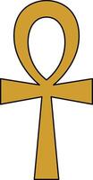 Ankh symbol ancient Egyptian gold cross illustration with loop design vector