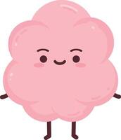 Pink cotton candy character with cute face and simple limbs illustration for fun and playful designs vector