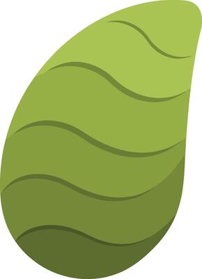 Green natural leaf illustration with smooth lines and gradient shades of green for nature and eco designs