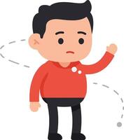 Young man in red sweater playing with yo-yo illustration showing casual leisure activity and focus in a simple style vector