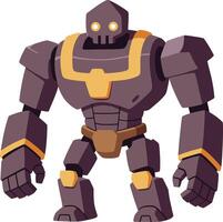 Humanoid robot character with brown and yellow armor standing in confident pose illustration vector