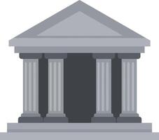 Classical ancient temple with columns and triangular pediment in flat style illustration vector