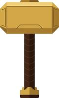 Golden hammer with wooden handle illustration in simple flat design style for construction and crafting projects vector