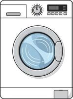 Front loading washing machine household appliance with digital control panel and knob illustration vector