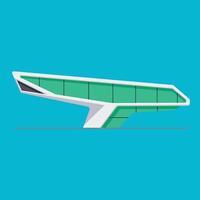 Modern futuristic building with green glass and white structure on turquoise background in style vector