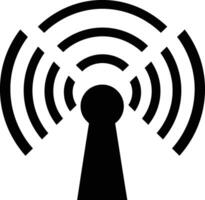Wireless signal tower icon with radiating waves illustration for technology and communication networks vector