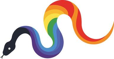 Rainbow colored snake illustration with smooth gradient and vibrant colors design for creative projects vector