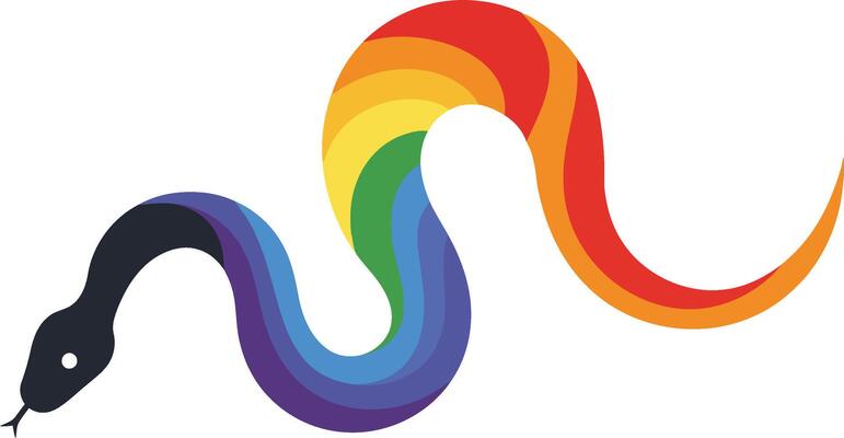 Rainbow colored snake illustration with smooth gradient and vibrant colors design for creative projects