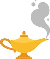Magic lamp with rising smoke illustration in orange and gray colors for fantasy and storytelling design elements vector