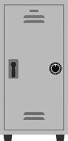 Metal school locker with combination lock and ventilation slots in simple style vector