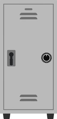 Metal school locker with combination lock and ventilation slots in simple style