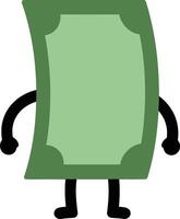 Cartoon style green money bill character with arms and legs illustration vector
