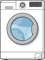 Front loading washing machine appliance with control panel and round door illustration vector