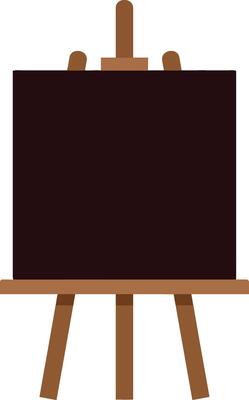 Artist easel with black canvas illustration for painting and drawing creative activities graphic design
