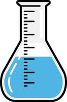 Laboratory flask with blue liquid chemical container icon simple illustration design vector