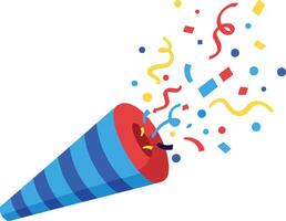 Party popper with colorful confetti explosion celebration illustration for festive occasions and joyful events vector