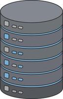 Data server stack with blue indicator lights technology illustration in isometric style for technology and computer network designs vector