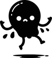 Sad cartoon blob character with arms and legs jumping or falling in simple style illustration vector