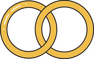 Interlocking golden wedding rings symbolizing marriage and unity in simple illustration design vector