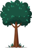 Tree with green leaves and brown trunk simple natural environment illustration vector