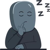 Person with a gray mask making a shushing gesture and sleeping symbol illustration vector