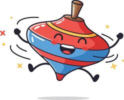Spinning colorful toy top with happy face and playful motion illustration cheerful and lively design vector
