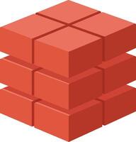 Red Brick Wall Corner Stack Illustration in Isometric Style for Construction and Architecture Design Elements vector