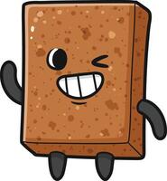 Cartoon chocolate bar character winking and smiling with arms and legs illustration vector