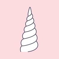 Unicorn horn illustration with simple white and pink colors on square background for fantasy design elements vector