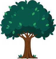 Large green tree with brown trunk and lush foliage illustration for nature and environment design elements vector