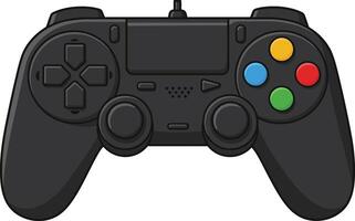 Game controller with colorful buttons and black design for gaming and entertainment illustration vector