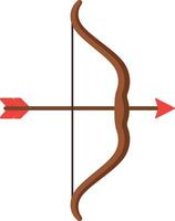 Bow and arrow illustration with brown bow and red arrow simple design vector