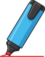 Blue Highlighter Marker Drawing Red Line on White Background Illustration vector