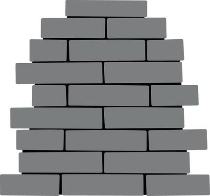 Gray Bricks Stack Illustration with Simple Construction Pattern in Minimalist Style for Design Projects