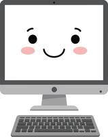 Cute computer monitor with face and keyboard illustration for technology and digital design concepts vector
