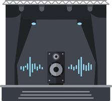 Stage with speaker and soundwave graphic on dark background for music event or presentation illustration vector