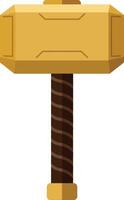 Hammer tool with yellow head and brown handle illustration in flat style for construction and repair projects vector