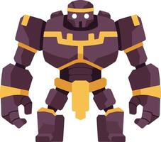 Robot warrior with purple and gold armor futuristic mechanical character illustration vector