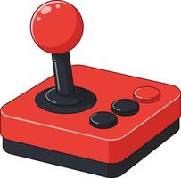 Retro red joystick game controller with black buttons for arcade gaming illustration vector
