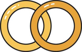 Two interlocking golden rings symbolizing unity and marriage with simple design in minimal style vector