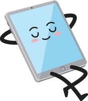 Relaxed tablet character with smiling face and closed eyes resting illustration vector