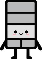 Cute gray cartoon brick character with smiling face and simple limbs illustration vector