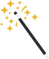 Magic wand with sparkling stars and golden glitter effect illustration for fantasy and creativity design vector