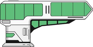 Futuristic spaceship with green windows and sleek white design illustration vector