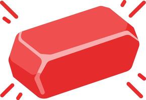 Red soap bar icon with shine effect simple illustration for hygiene and cleaning concepts vector