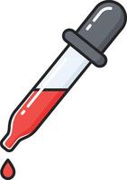 Blood dropper with red liquid and black rubber bulb medical laboratory tool illustration vector