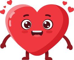 Heart character with cute smiling face and small red hearts around in love and happiness concept illustration vector