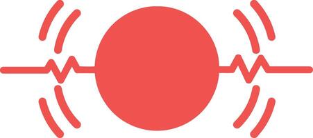 Round red vibration icon symbol with signal waves for alert notification and communication design illustration vector