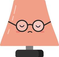 Sad table lamp with glasses and peach lampshade illustration in simple style vector
