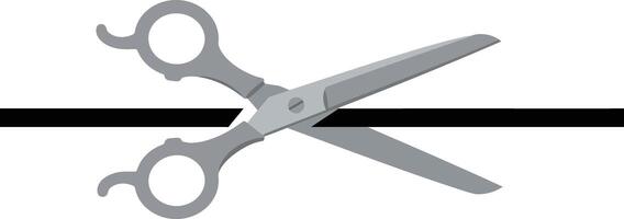 Scissors cutting black line illustration symbolizing precision and division tools for design and craft projects vector